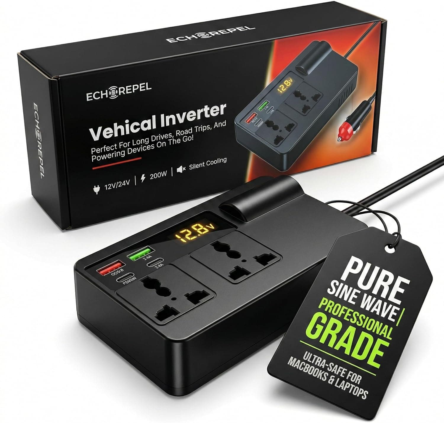 EchoRepel 200W pure sine wave car inverter